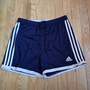 Adidas Dark Blue Sports Shorts with White Accents